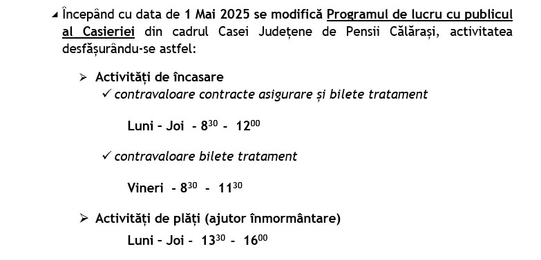 Program de lucru cu publicul
